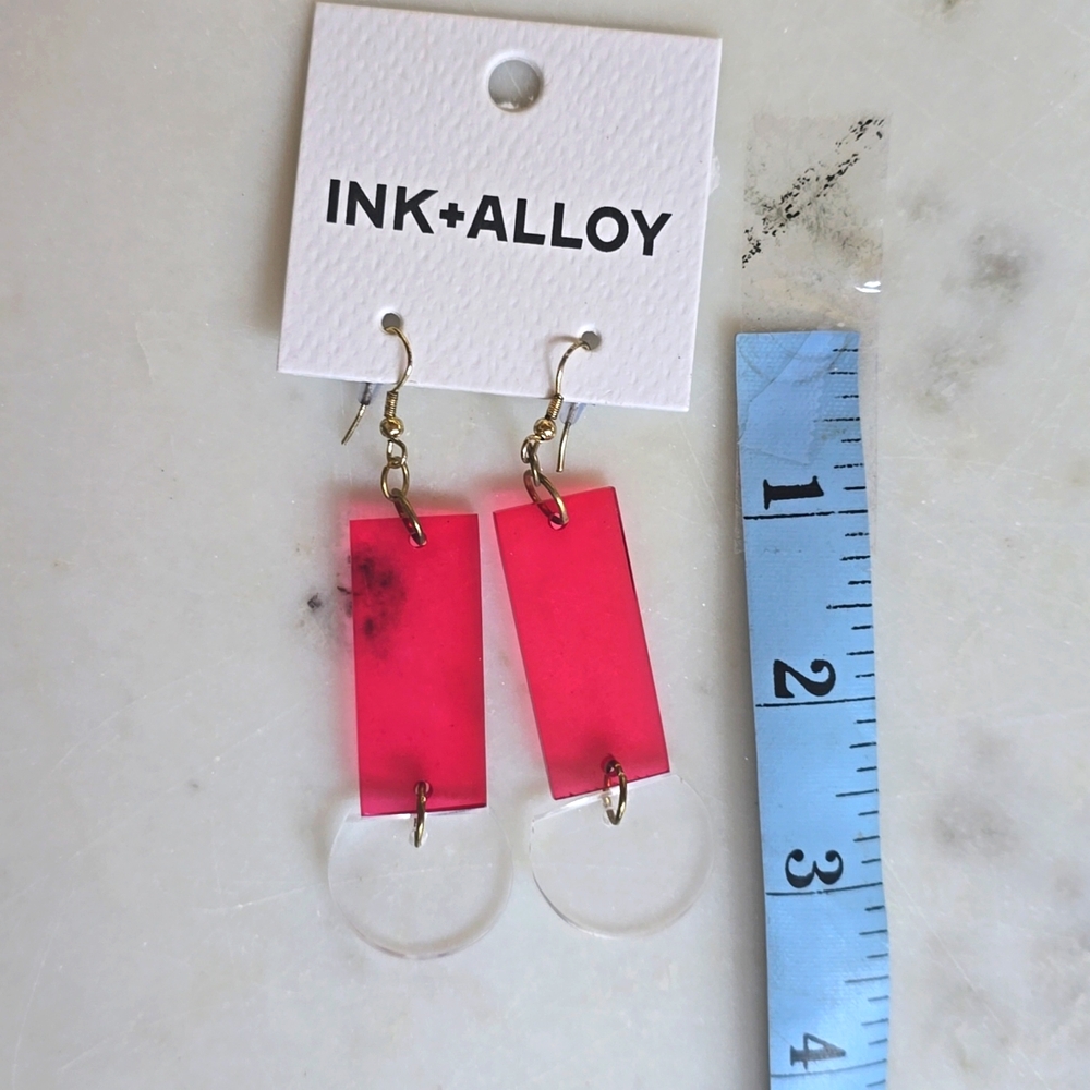 NWT Ink +Alloy fuschia lucite dangle earrings - Picture 8 of 8